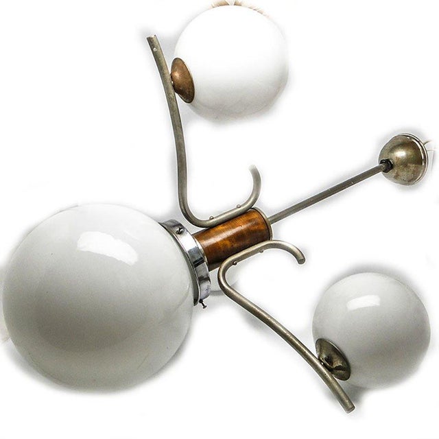 Art Deco Chandelier with Glass Globes, Czechoslovakia, 1950s For Sale - Image 13 of 18