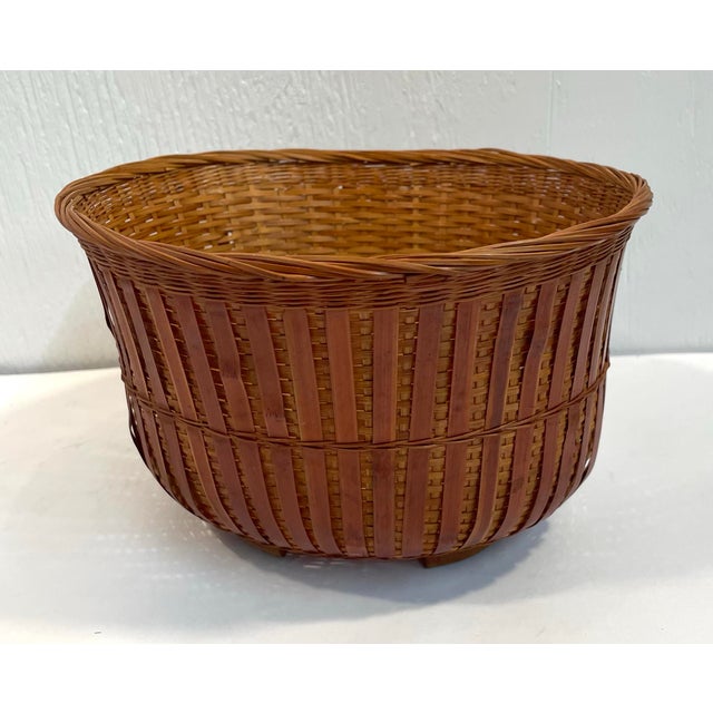 Boho Chic Vintage Oval Woven Basket For Sale - Image 3 of 7
