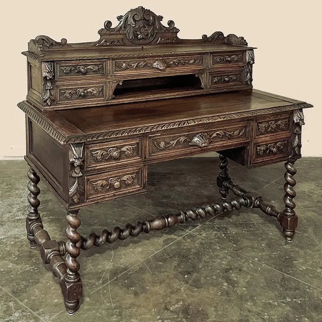 Renaissance 19th Century French Renaissance Wall Desk With Extending Writing Surface For Sale - Image 3 of 13