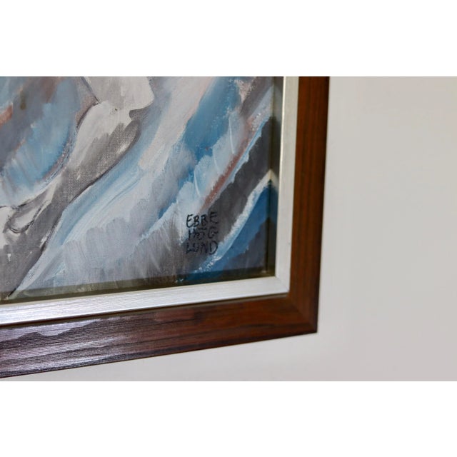 Ebbe Höglund, Leap\., 1960s, Oil on Canvas & Teak, Framed For Sale - Image 4 of 12