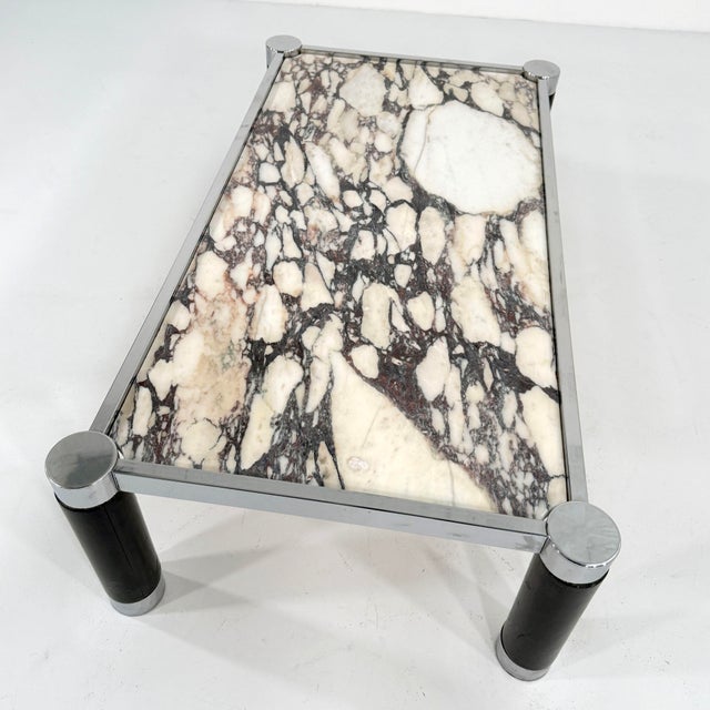 Postmodern Coffee Table with Calacatta Violetta Marble, 1980s For Sale - Image 4 of 10
