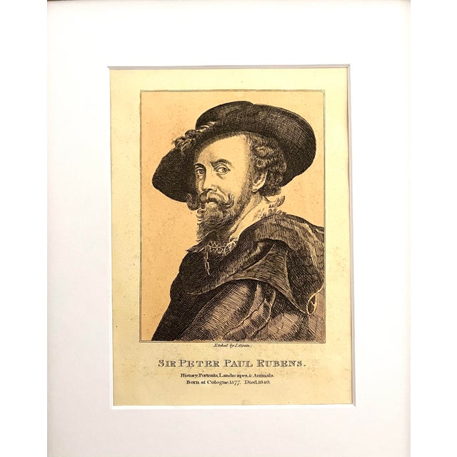 Original antique etching portrait of Peter Paul Ruben by Thomas Girtin. Presented matted and framed. Sir Peter Paul Rubens...