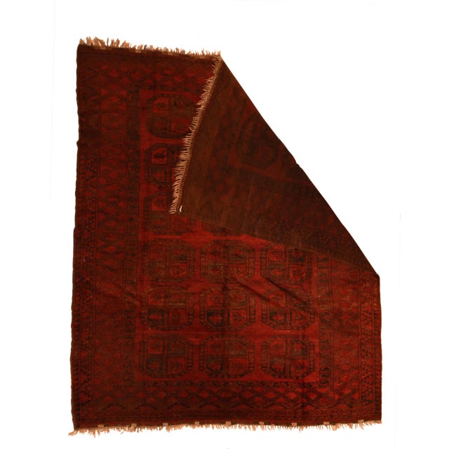 Tribal Vintage Afghan Bokara Tribal Rug For Sale - Image 3 of 4