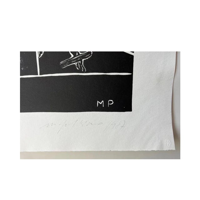 Mimmo Paladino, Huge Italian Neo Expressionist Mimmo Paladino Linoleum Block Print Atlantico, 1987 For Sale In Miami - Image 6 of 12