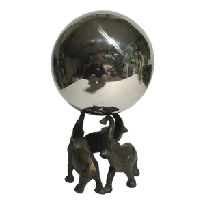 1990s Bronze Elephants With a Silver Tone Globe