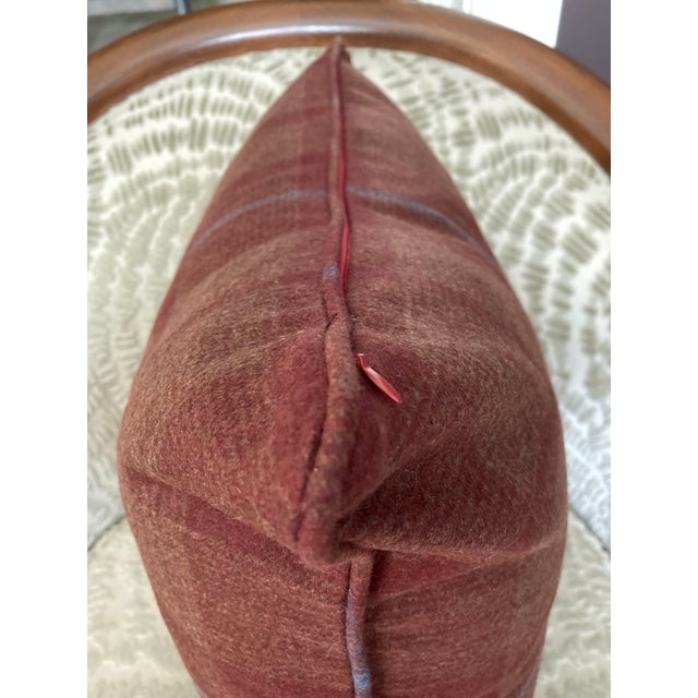 18" Schumacher Montana Wool Plaid 66665 Pillow in Burgundy For Sale - Image 13 of 18