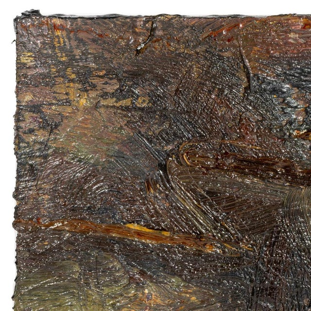 Andy Miller (American, b. 1950), Abstract Composition, Oil on Canvas, impasto details, dark brown with lighter brown hues,...