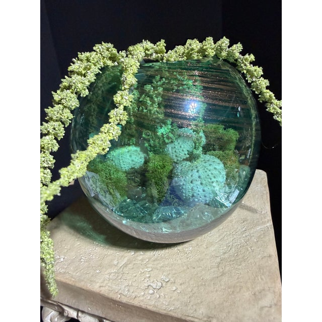 Abstract Celestial Meets the Sea Murano Glass Bowl With Shells-Coastal Art Sculpture For Sale - Image 3 of 4
