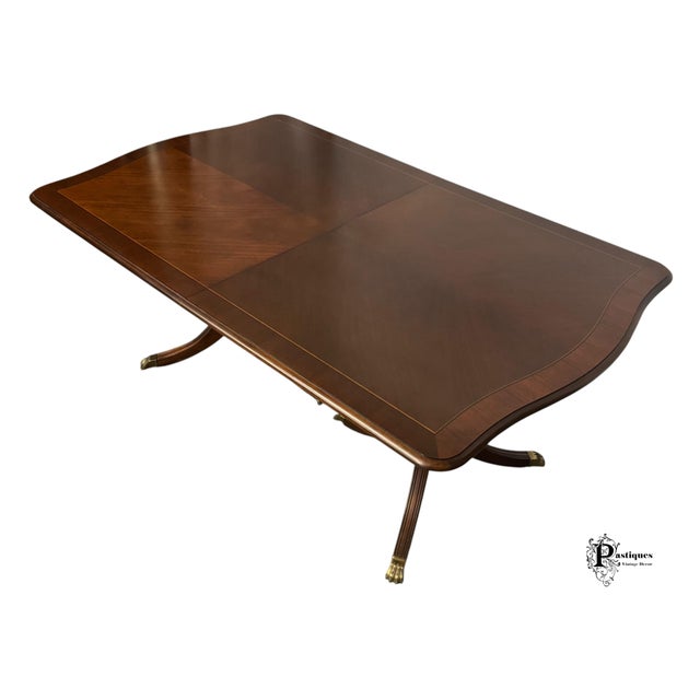 Vintage Chippendale Style Mahogany & Satinwood Inlay Dining Table For Sale In Greensboro - Image 6 of 10