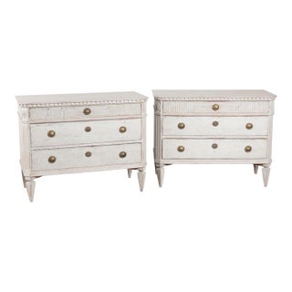 Pair, 19th Century Painted Gustavian Chest of Drawers or Nightstands For Sale