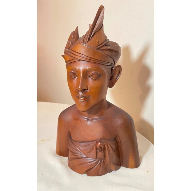 1930s 1930s Carved Balinese Indonesian Bali Woman Lady Bust Wood Carving Sculpture For Sale - Image 5 of 13