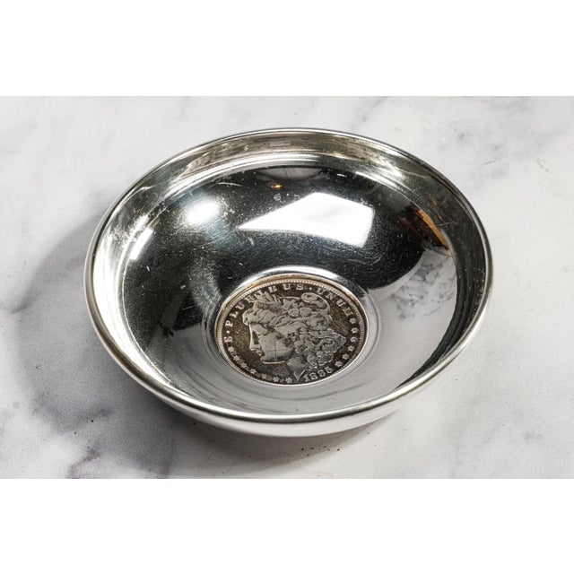 Metal Vintage Cartier Sterling Silver Catchall Dish With 1885-O Morgan Dollar Coin Luxury Dresser Tray Home Decor For Sale - Image 7 of 10