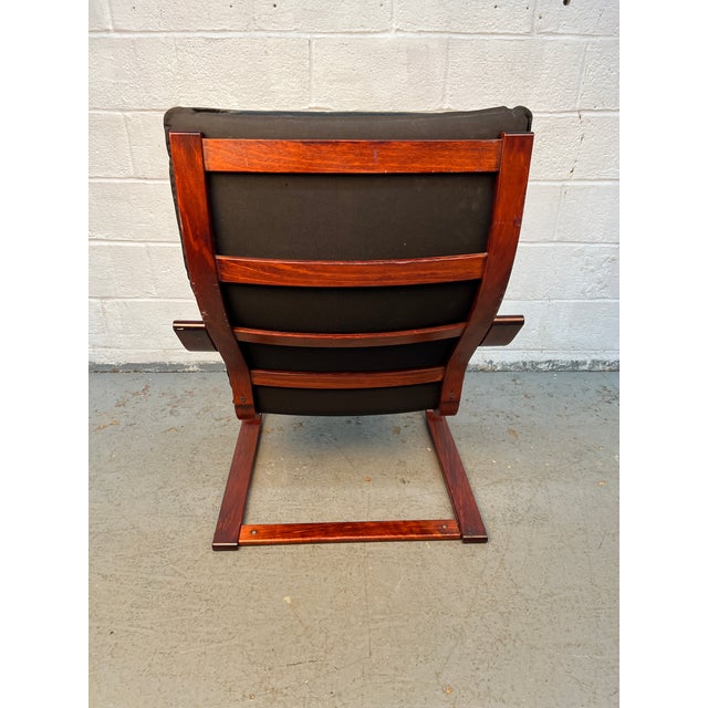 Vintage Black Leather Poäng Chair and Ottoman by Noboru Nakamura for Ikea For Sale - Image 13 of 13