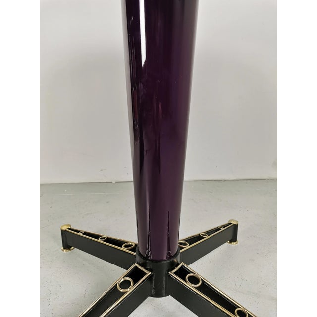 Mid-Century Modern Yellow Lacquered Round Table with Brass Edge, 1950s For Sale - Image 3 of 7