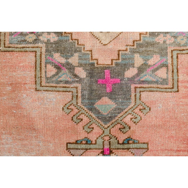 Peach Bohemian Vintage Turkish Area Rug, Hand-Knotted Wool, Traditional Anatolian Motifs For Sale - Image 8 of 8