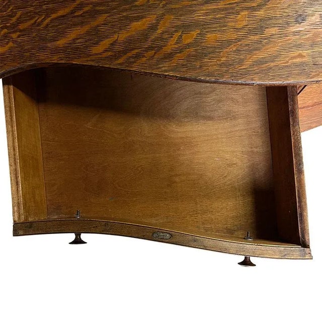 Antique Tiger Oak 3 Drawer Dresser or Dressing Table With Oval Mirror For Sale In Oklahoma City - Image 6 of 10