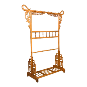 1900s Victorian Tall Antique Carved Hall Stand, Oriental, Chinese Elm, Hat, Coat Rack