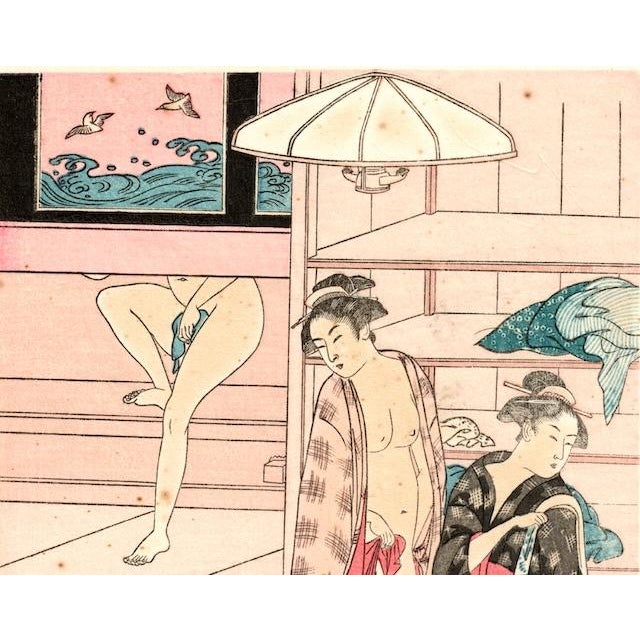 After Torii Kiyonaga (1752–1815) Women's Bathhouse (Onna Yu), Right-Hand Panel From a Diptych For Sale - Image 4 of 7