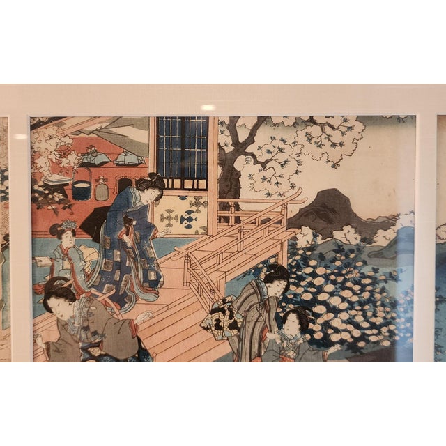 Mid 19th Century 19th Century Custom Framed Utagawa Kunisada Wood Block Print For Sale - Image 5 of 11
