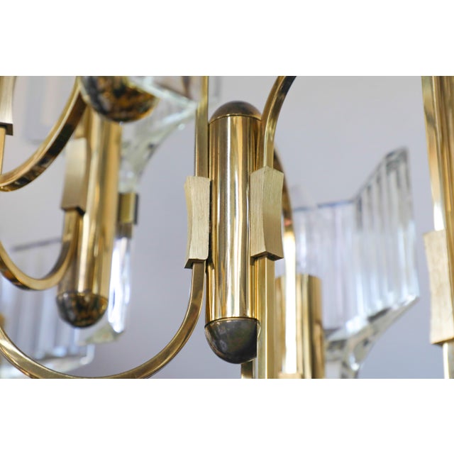 Vintage Brass and Crystal 9-Light Chandelier by Gaetano Sciolari for Sciolari, 1970s For Sale - Image 10 of 18