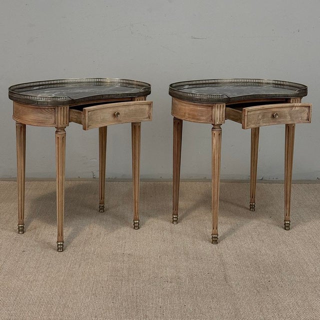 Pair of Louis XVI Neoclassical Stripped Mahogany Side Tables With Bronze Trim For Sale - Image 14 of 18