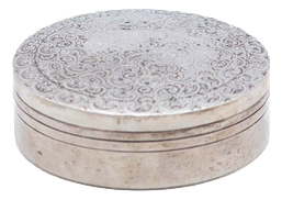Circular Silver Box with Plant Reliefs