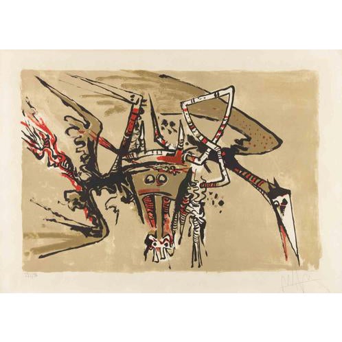 Wifredo Lam, Surrealist Bird, 1966, Lithograph For Sale