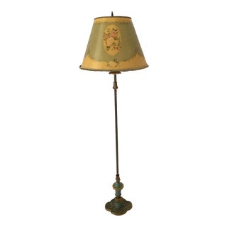 Art Deco Floral Green Floor Lamp For Sale