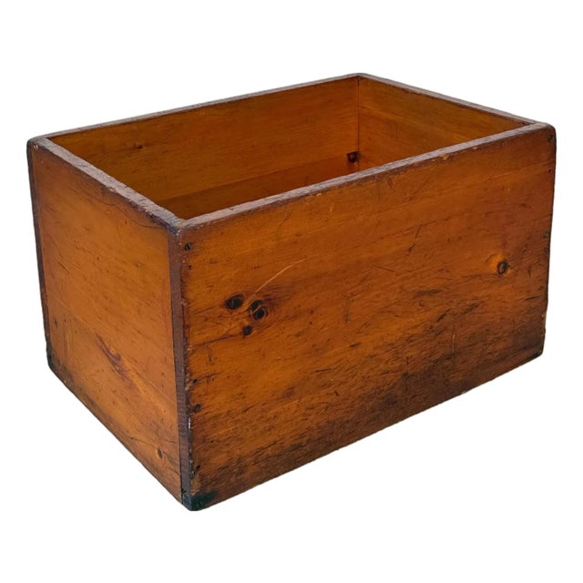 Antique Farmhouse Pine Open Top Wood Storage Box For Sale
