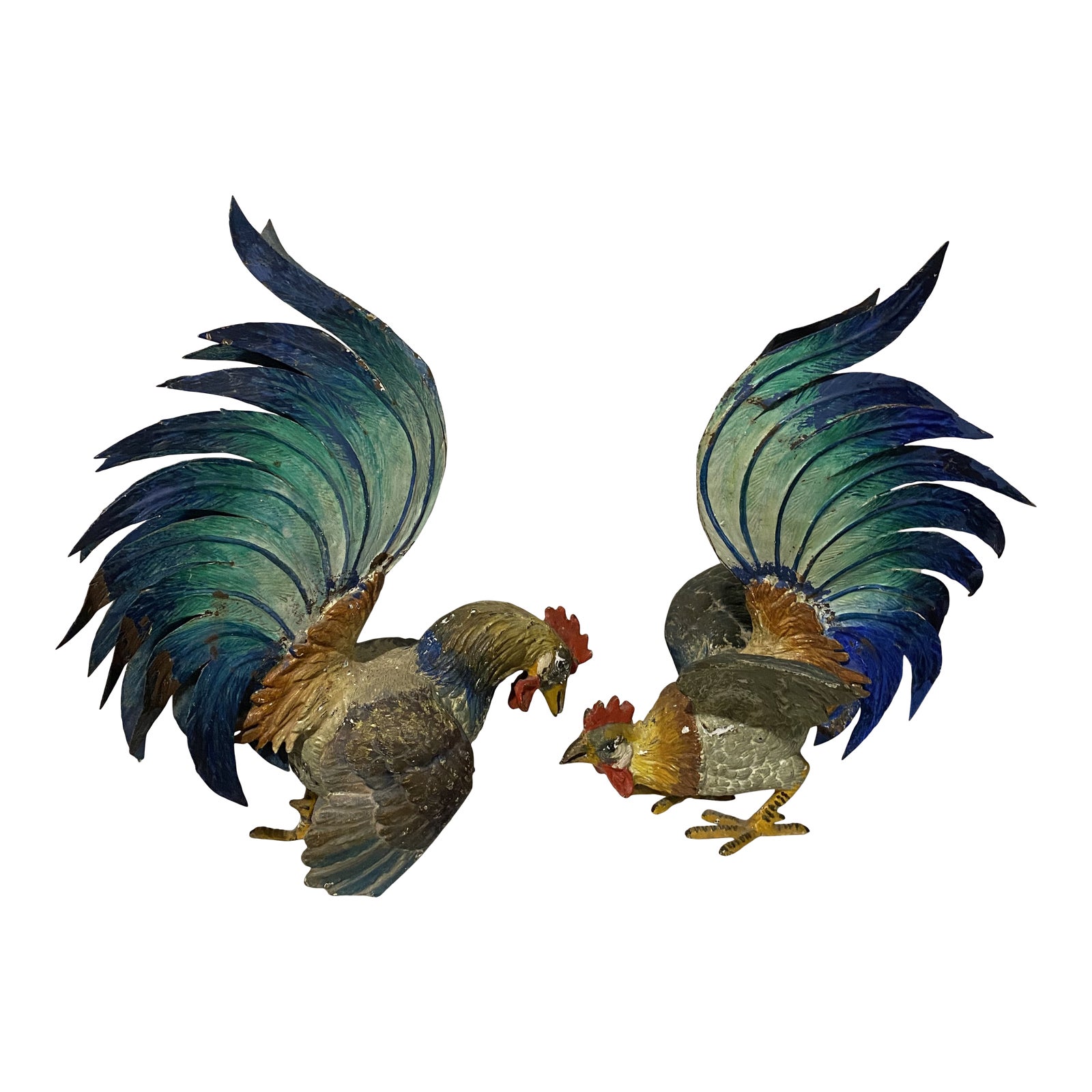 Vintage Metal Rooster Sculptures a Pair Chairish
