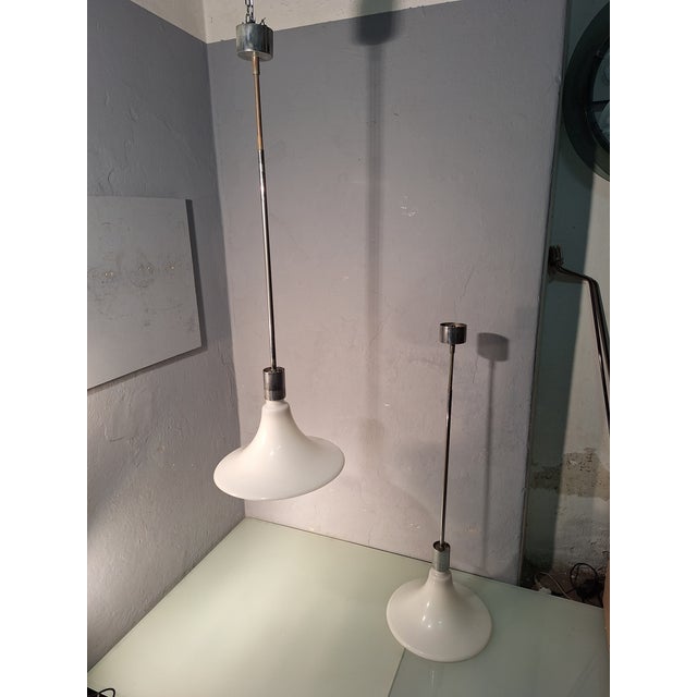 Sirrah AM/AS Series Pendant Lamp in Glass and White Metal by Franco Albini, Franca Helg and Antonio Piva for Sirrah, Italy, 1970s For Sale - Image 4 of 7