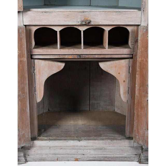 Wood Monumental Architectural 18th Century Painted Corner Cabinet Secretary For Sale - Image 7 of 9