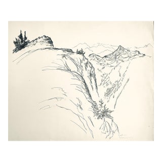1959 Neil Meitzler Cascade Mountains Washington Drawing For Sale