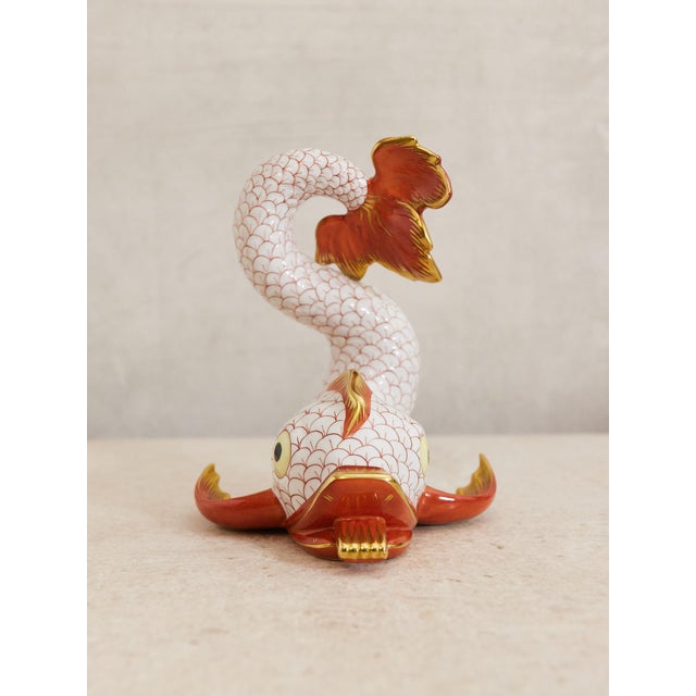 Herend 6.25 Inch Dolphin Koi Fish Fishnet Animal Figurine For Sale - Image 10 of 12