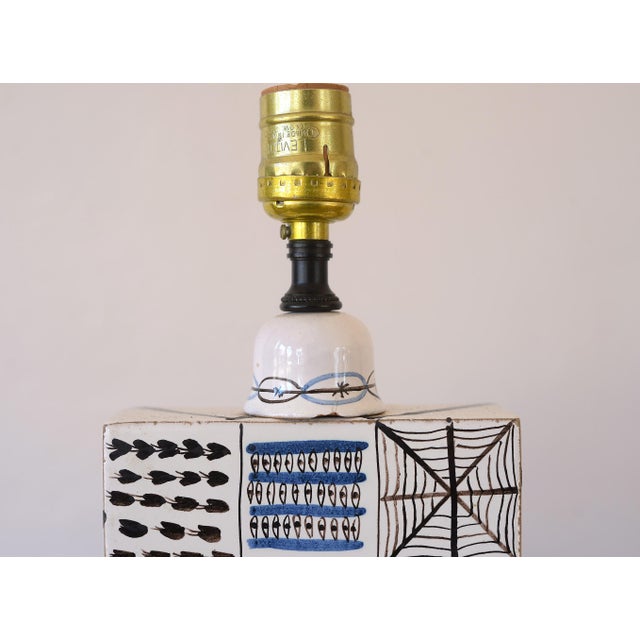 White Stig Lindberg Gustavsberg Faience Ceramic Table Lamp For Sale - Image 8 of 11