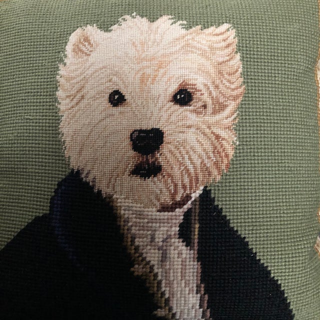 Vintage Transitional Needlepoint Dog Pillow Chairish