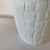 Contemporary Vintage Painted White Basket Weave Pattern Terracotta Lamp With Handmade Raffia Shade For Sale - Image 3 of 9