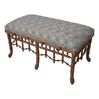 Bamboo Form Nicely Turned Base Bench or Stool For Sale