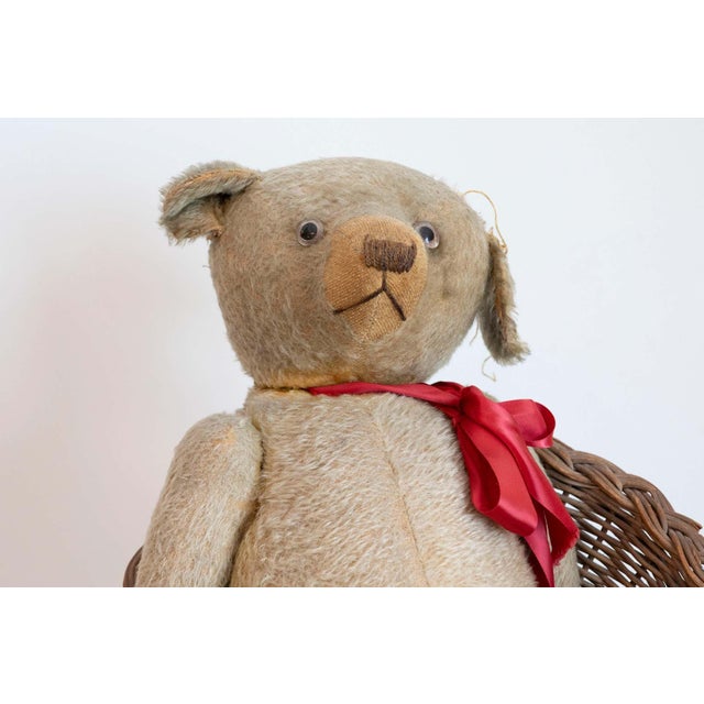 American Antique American Teddy Bears with Ribbons Sitting in Wicker Chairs, Priced Each For Sale - Image 3 of 15