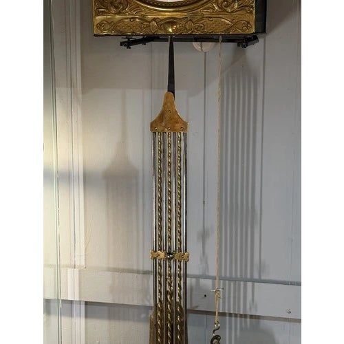Brass Antique Brass Wall Mount Comtoise Clock Marked Camps a Monein For Sale - Image 8 of 12