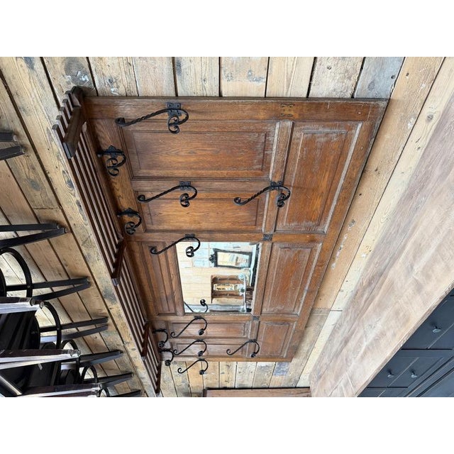 Large Early 20th Century Oak Wall Mounted Coat Rack For Sale - Image 4 of 11