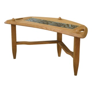 Oak and Ceramic Coffee Table by Guillerme et Chambron for Votre Maison, 1950s For Sale
