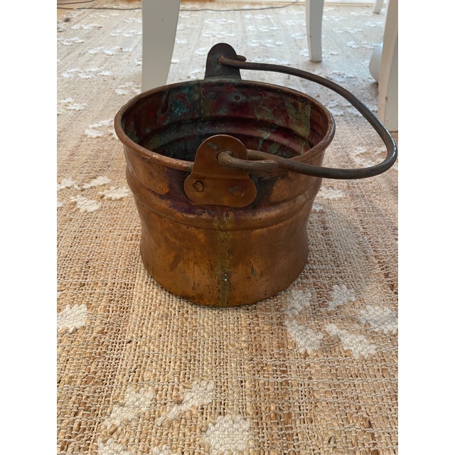 Antique Handcrafted Copper Bucket Pal Riveted Dovetail Features For Sale - Image 9 of 10