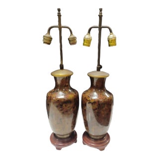 Pair of Mid 20th Century Cloisonné Ginger Jar Lamps For Sale