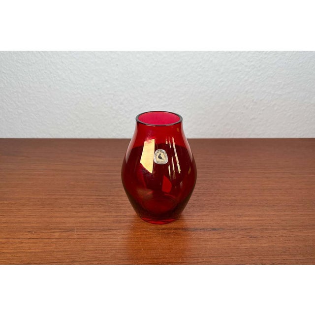 Mid-Century Modern German Glass Vase from Alfred Taube, 1960s, in Very Good conditions. Designed 1960 to 1969 This piece...