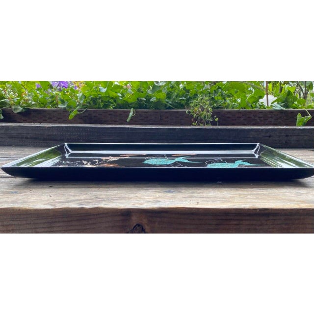 Vintage Couroc of Monterey Turquoise Angel Fish Tray With Genuine Abalone and Seaweed Inlay For Sale - Image 12 of 14