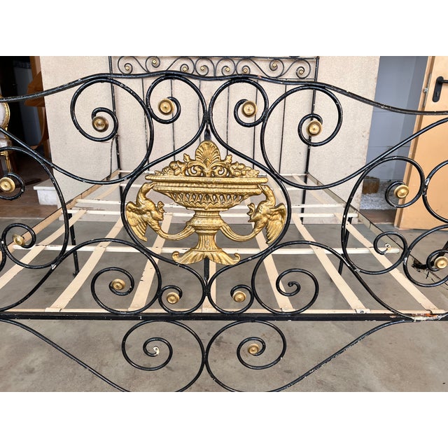 Large Black and Golden Iron & Bronze Full Bed, Early 19th Century For Sale - Image 10 of 13