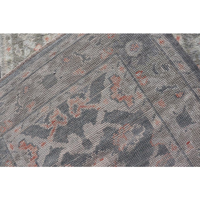 All-Over Floral Design Turkish Oushak Rug in Soft Gray and Blush Tones For Sale - Image 10 of 10
