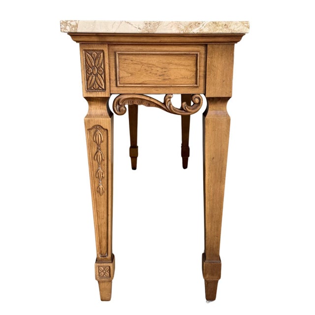 Wood Late 20th Century Century Furniture Neoclassical Marble Top Console Table Made in Italy For Sale - Image 7 of 15
