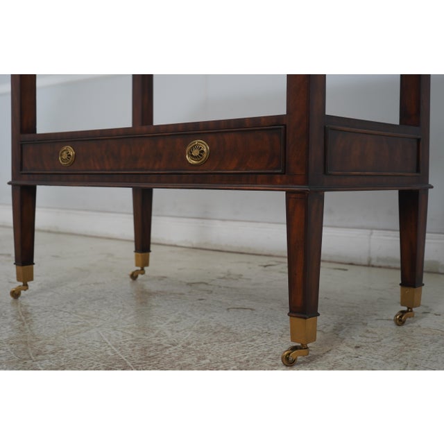Brown 1960s Maitland Smith Regency Style Mahogany Inlaid 2 Tier Server For Sale - Image 8 of 18